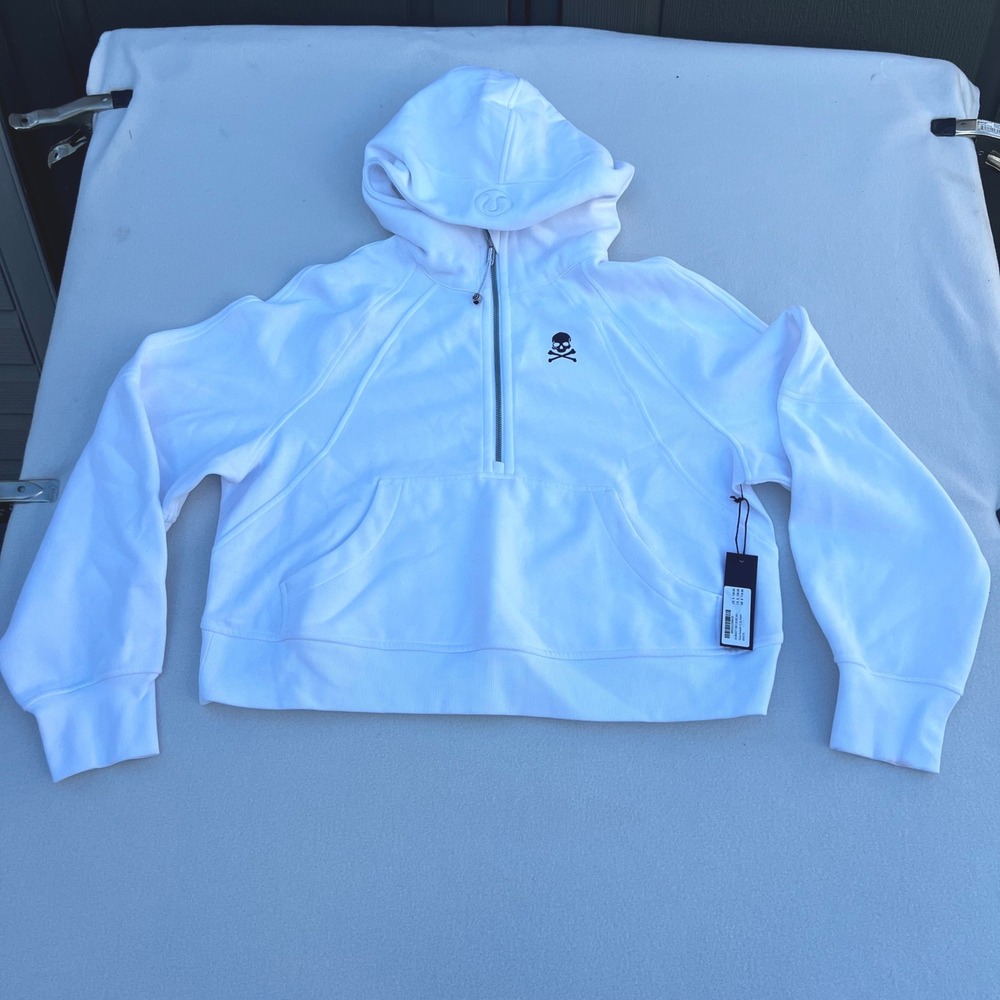 Lululemon x SoulCycle Scuba Oversized 1/2 Zip Hoodie White Skull Logo M/L